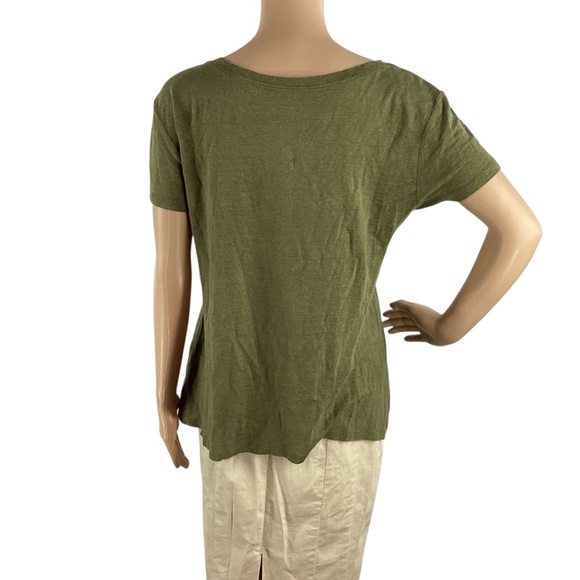 Eileen Fisher Organic Linen V-Neck Green Short Sleeve Tee XS - Picture 5 of 7